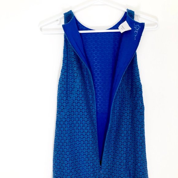 Akris Punto Blue Sleeveless Eyelet Lace Dress - 4 - Picture 10 of 11